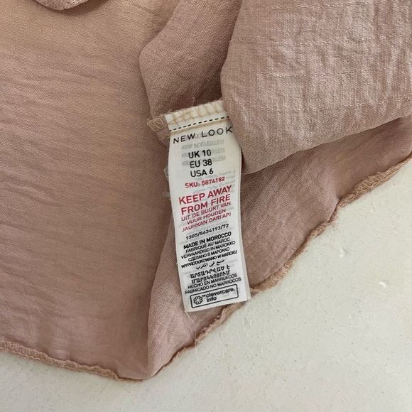 Pink front button flowy cute casual semi-cropped top medium 6 - Picture 9 of 9